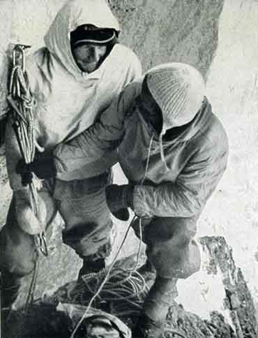 
Heinrich Harrer and Fritz Kasparek Bivouac On The First Ascent Of The Eiger - The White Spider book
